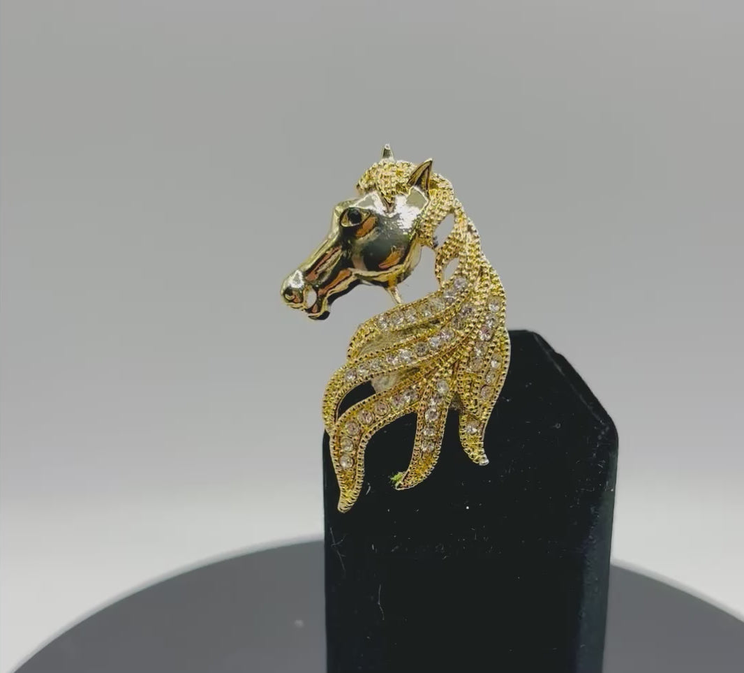 Beautiful Gold and Crystal Horse Head Needle Minder