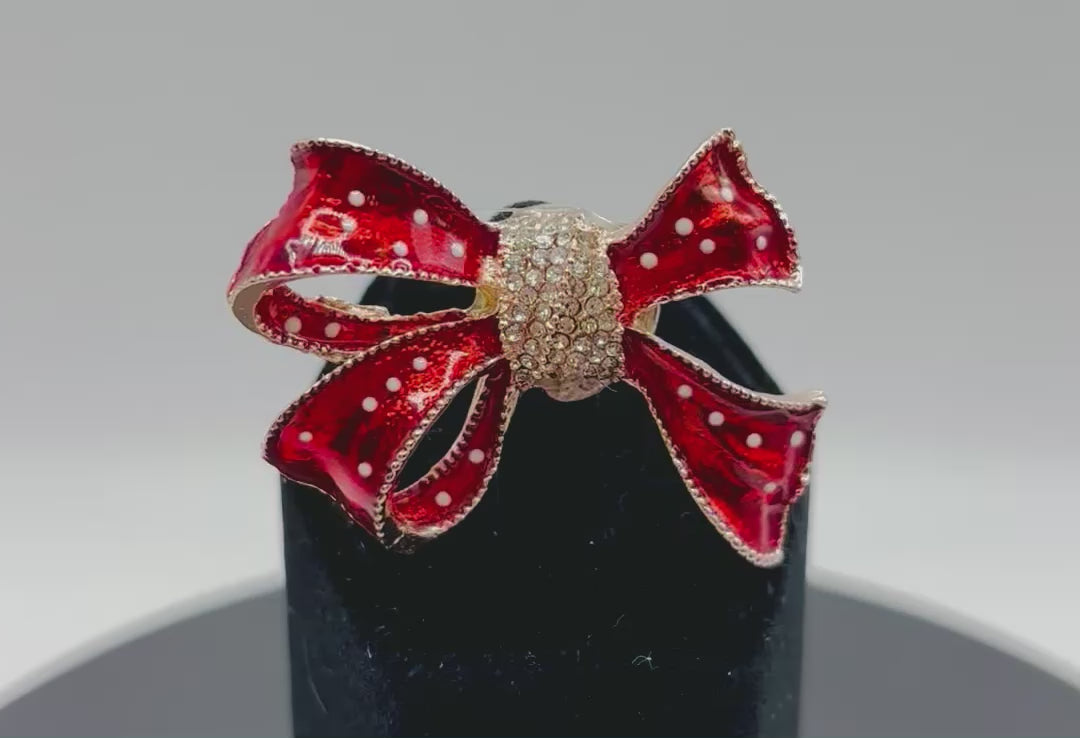 Lovely Red and White Polka Dot Bow Needle Minder