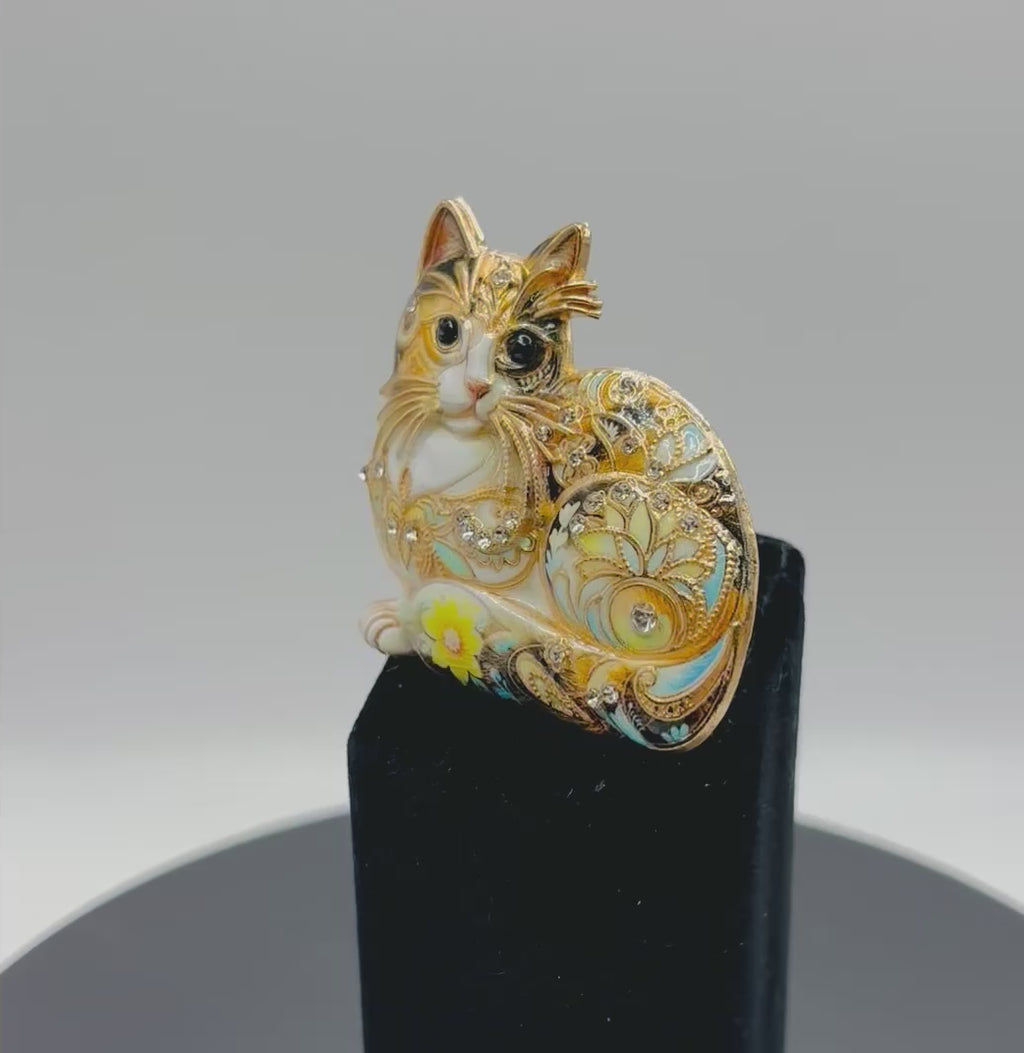 Gorgeous Floral Crystal Cat Needle Minder