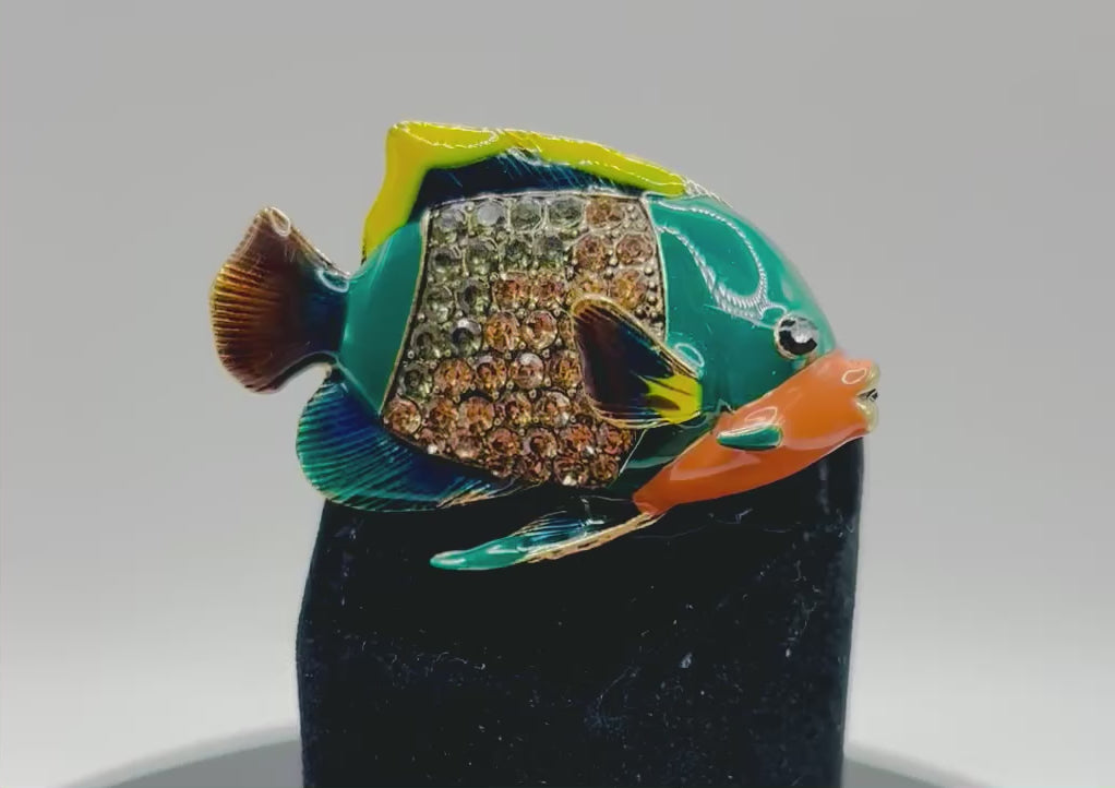 Colorful Enamel and Crystal Tropical Fish Needle Minder