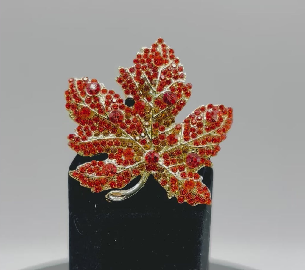 Gorgeous Crystal Orange Leaf Needle Minder