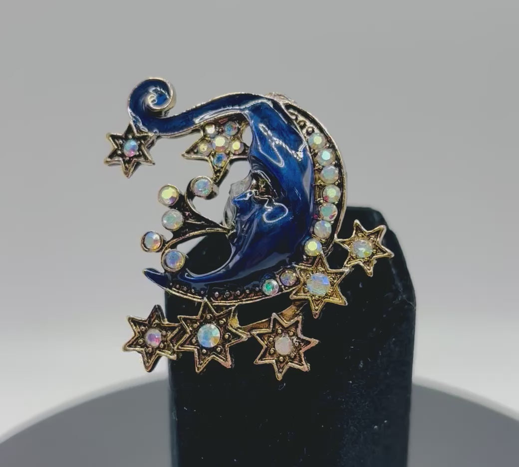 Celestial Blue Moon and Stars Needle Minder