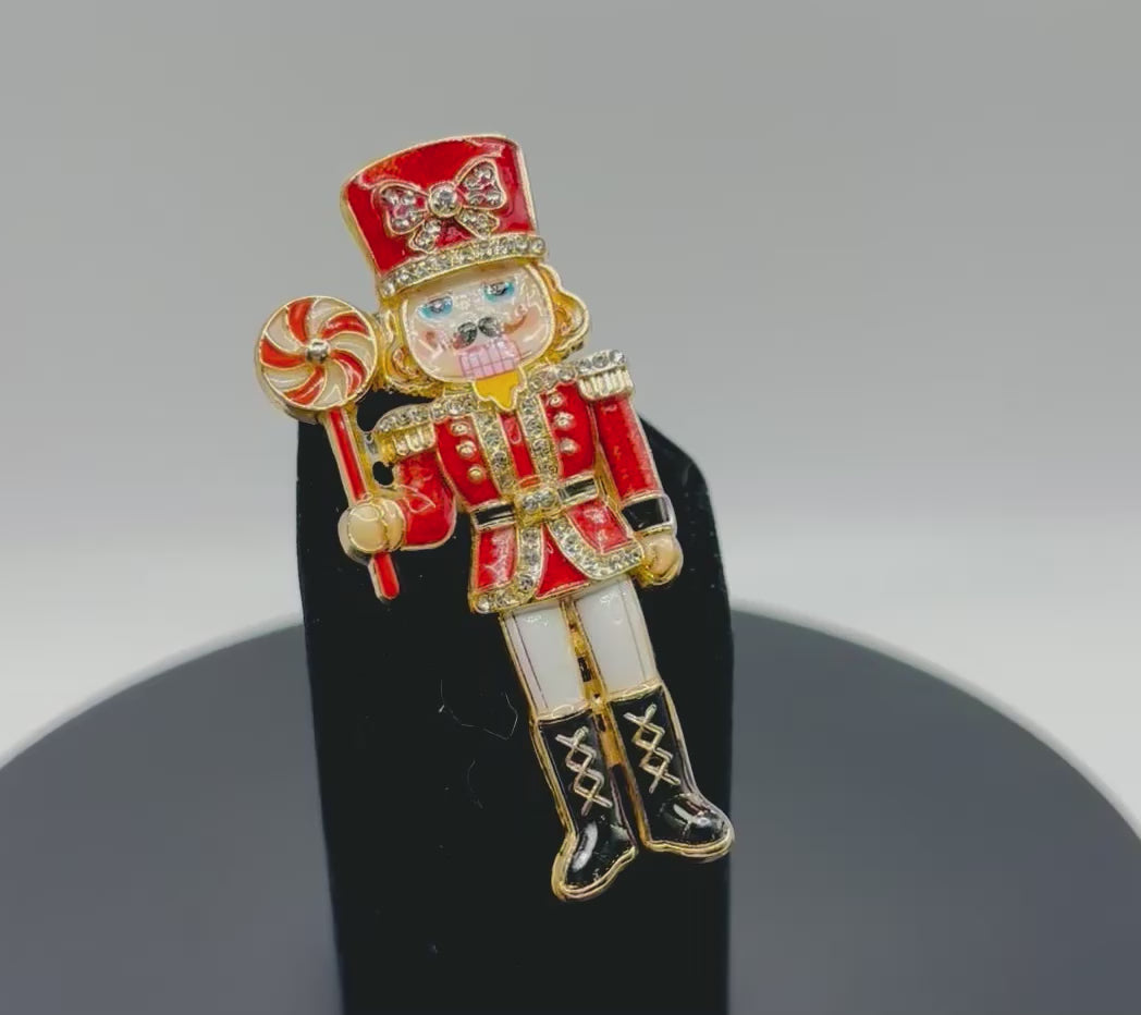 Beautiful Enamel Crystal Red Nutcracker Needle Minder