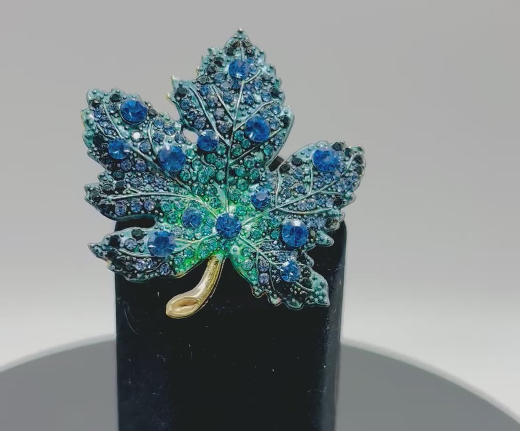 Stunning Blue Crystal Leaf Needle Minder