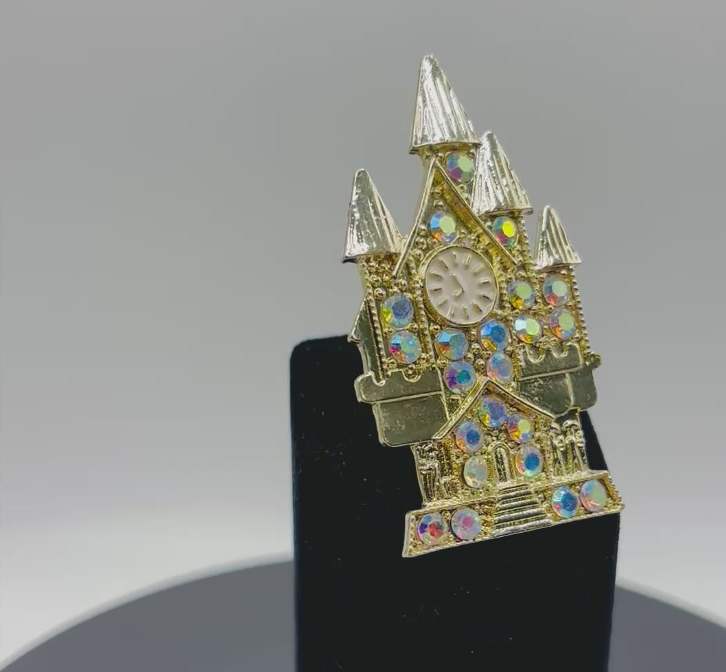 Beautiful Gold and Crystal Cinderella’s Castle Needle Minder