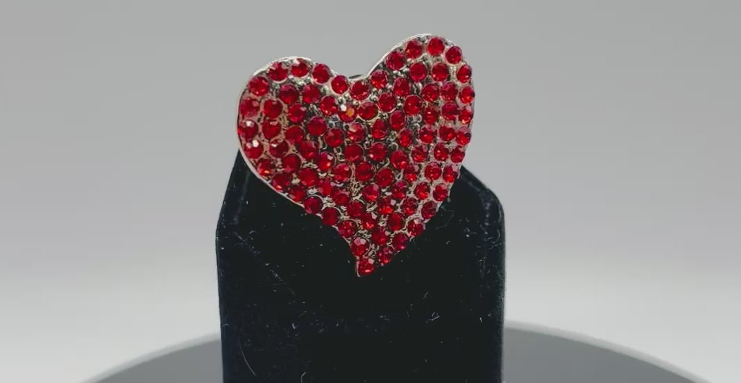 Lovely Little Red Crystal Heart Needle Minder