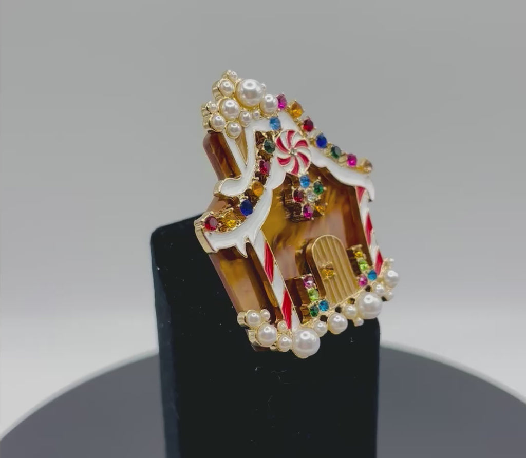 Stunning Crystal Gingerbread House Needle Minder