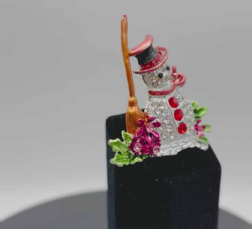 Lovely Snowman with Broom Needle Minder