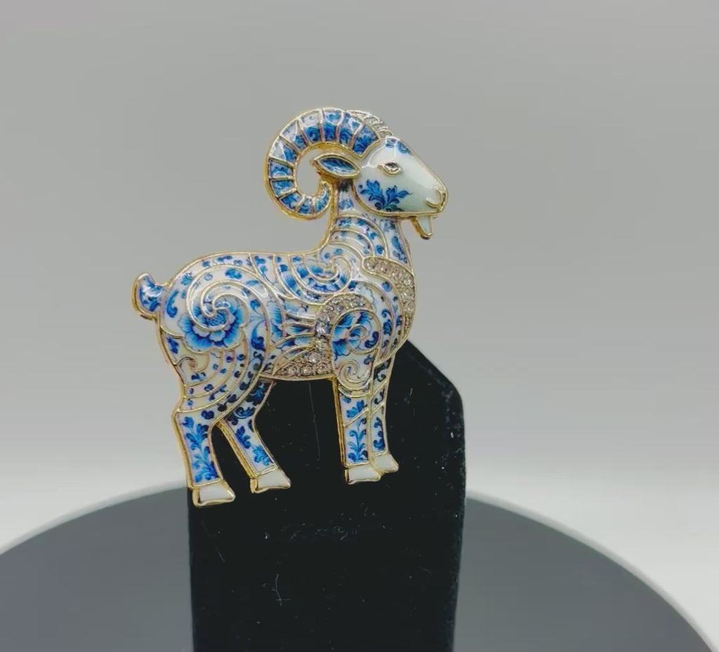 Stunning Blue White Ram Needle Minder