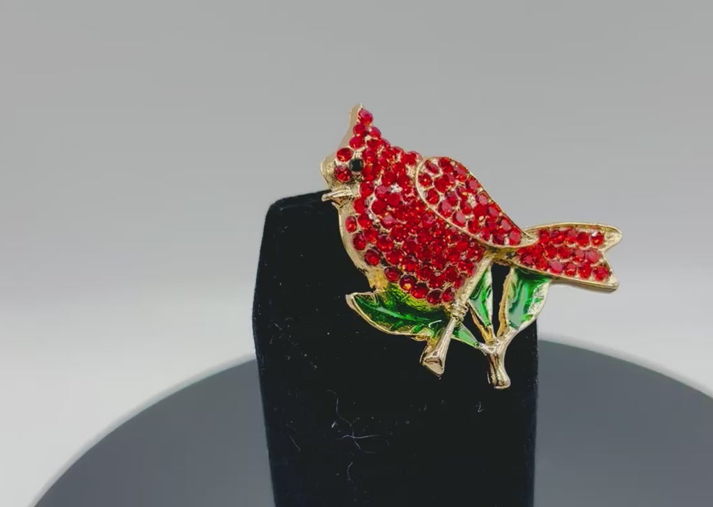 Beautiful Crystal Red Cardinal Needle Minder