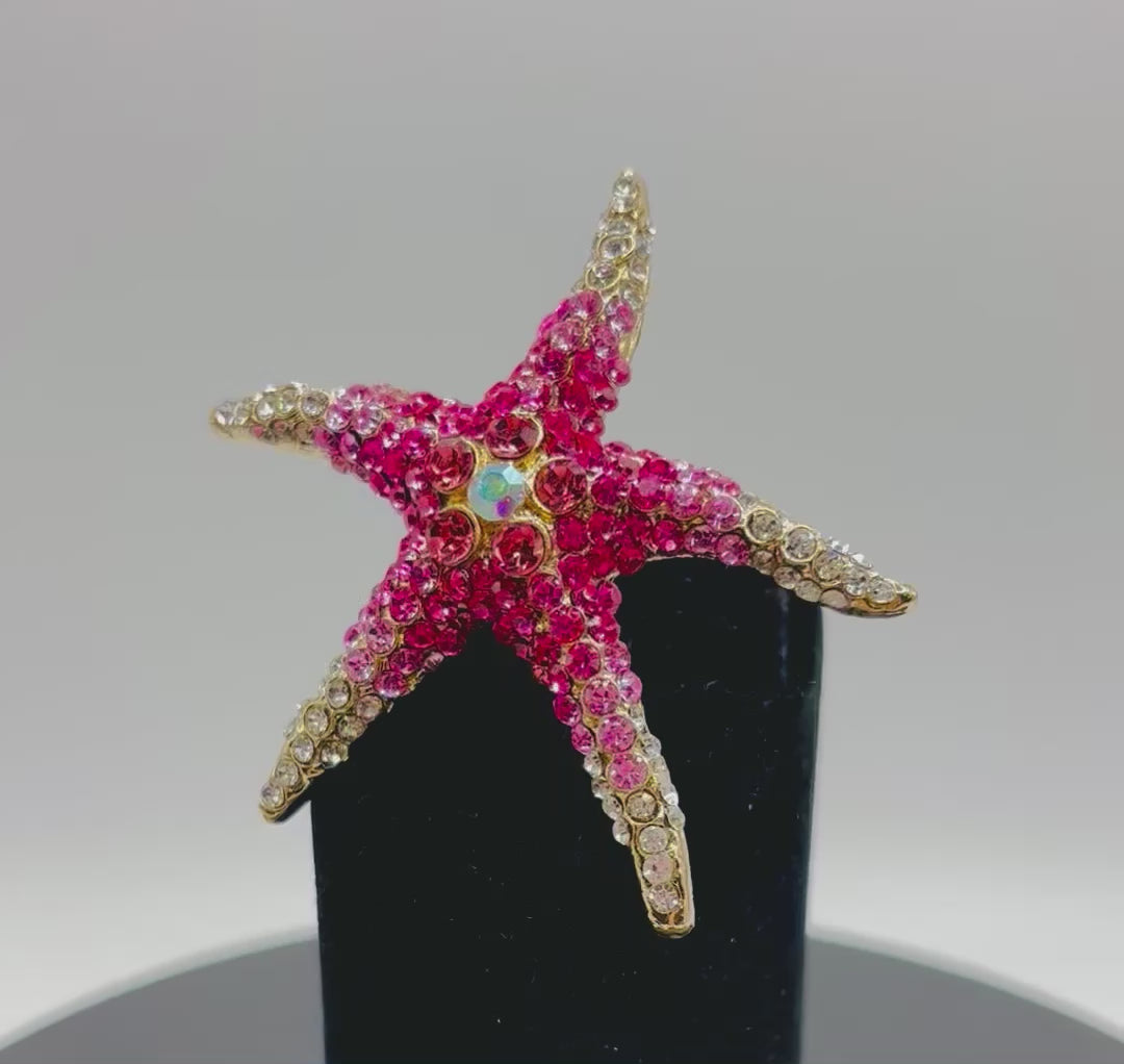 Pink Crystal Starfish Needle Minder
