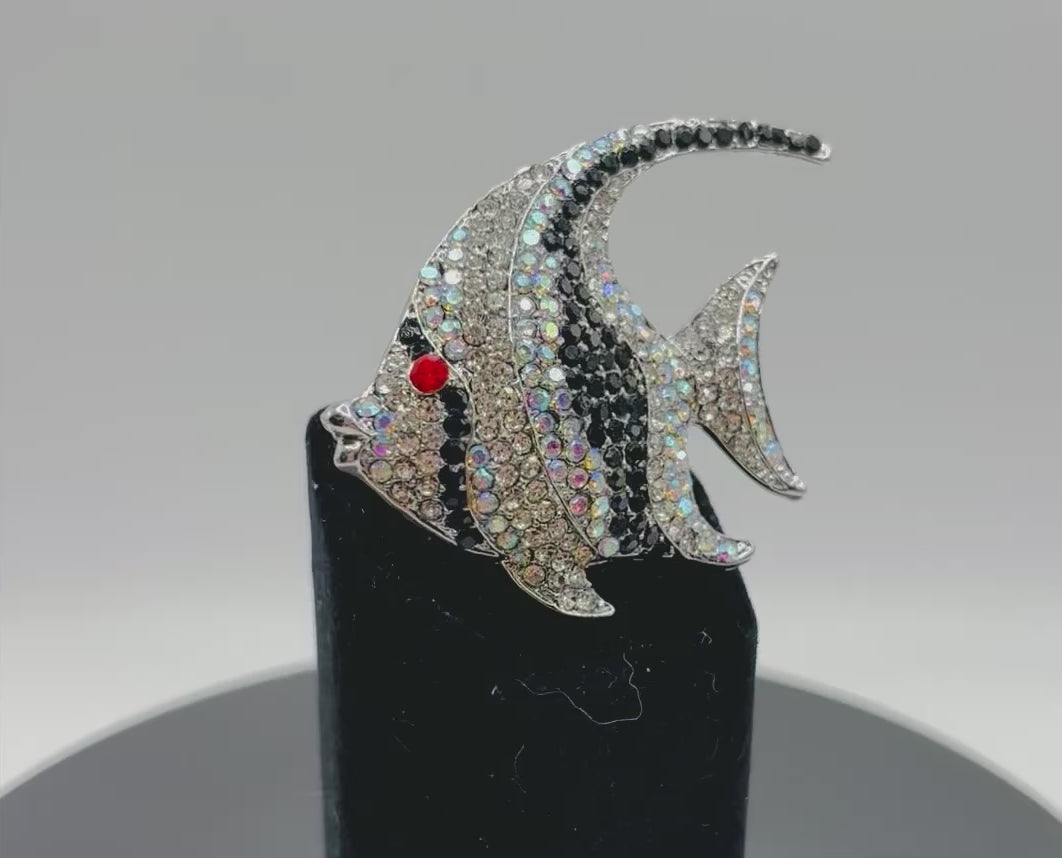 Beautiful Crystal Black and White Angelfish Needle Minder
