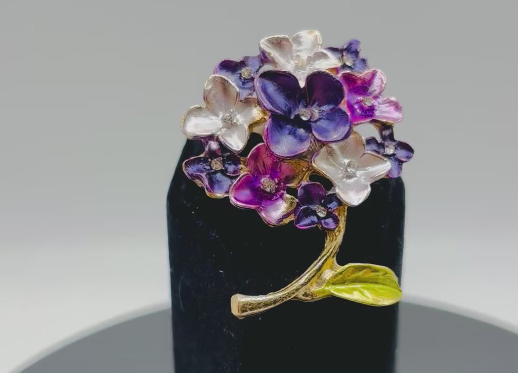 Lovely Purple Enamel Hydrangea Needle Minder