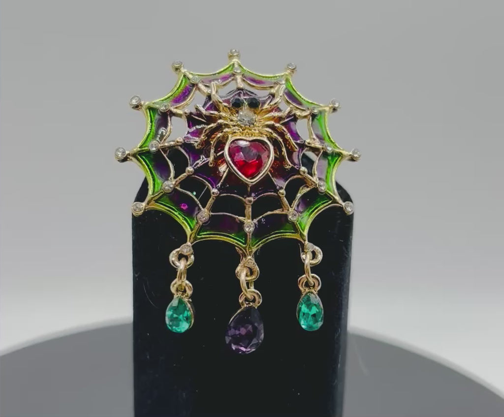 Beautiful Jeweled Spider in Web Needle Minder