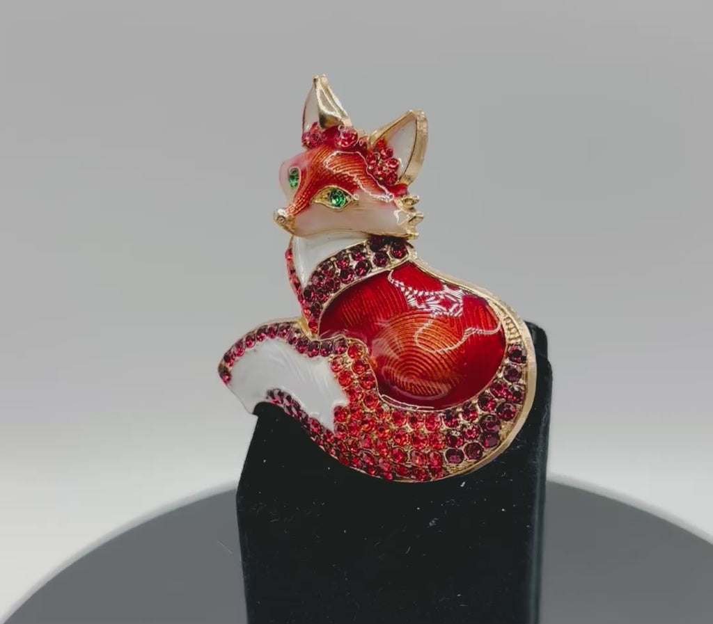 Stunning Enamel Crystal Fox Needle Minder