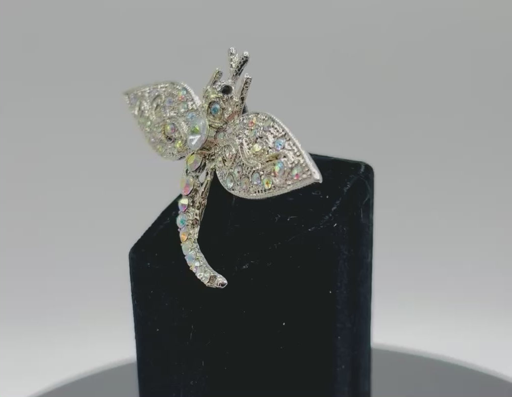 Sparkly Silver and Crystal Dragonfly Needle Minder