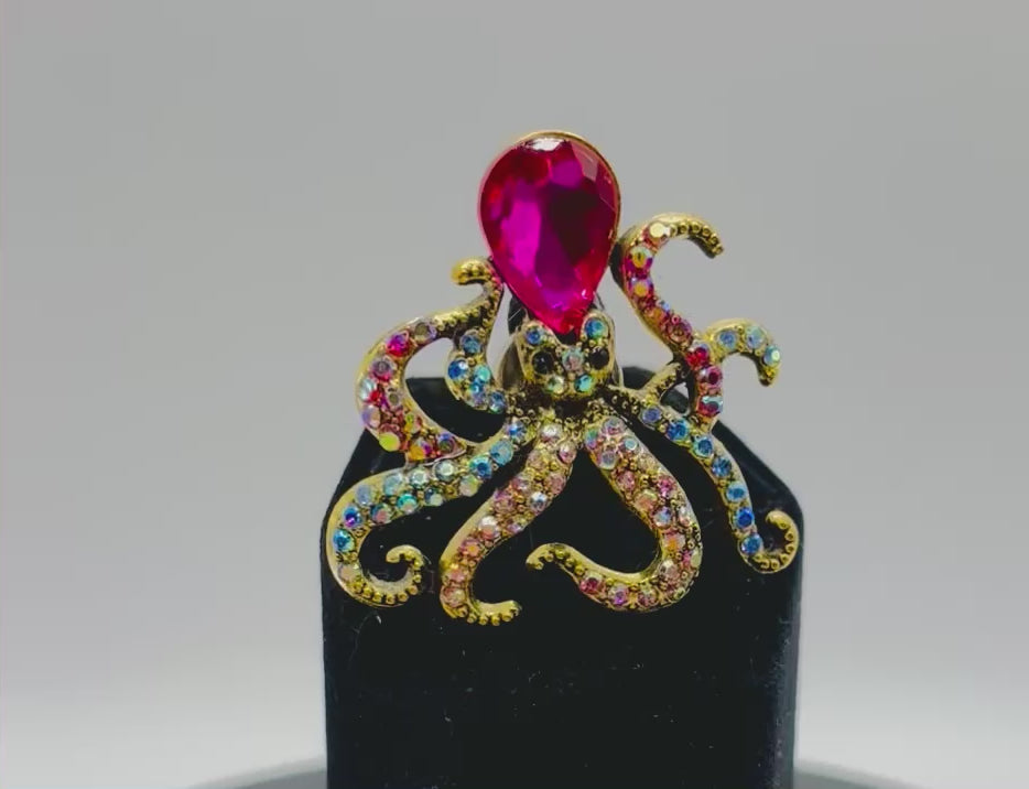 Unique Pink Crystal Octopus Needle Minder