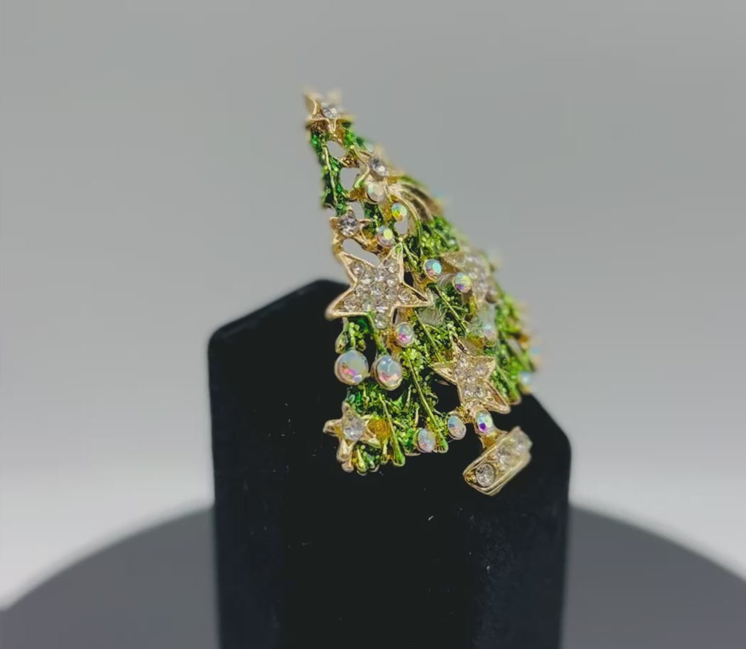 Gorgeous Green Tree with Crystal Stars Needle Minder
