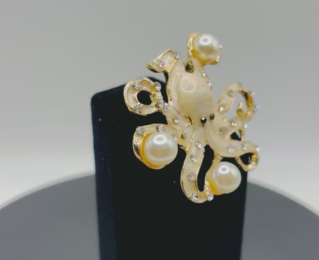 Stunning Pearl Octopus Needle Minder