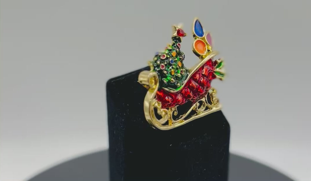 Very Pretty Enamel Crystal Sled Needle Minder