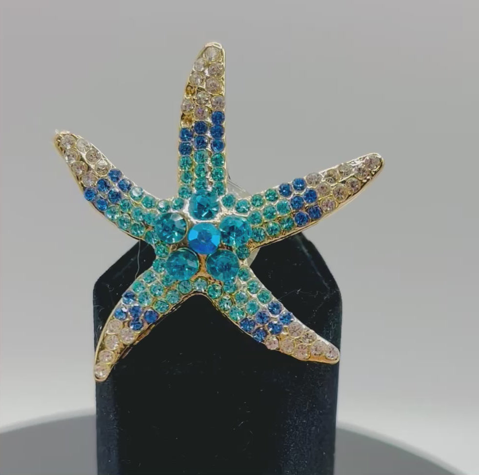 Blue Crystal Starfish Needle Minder