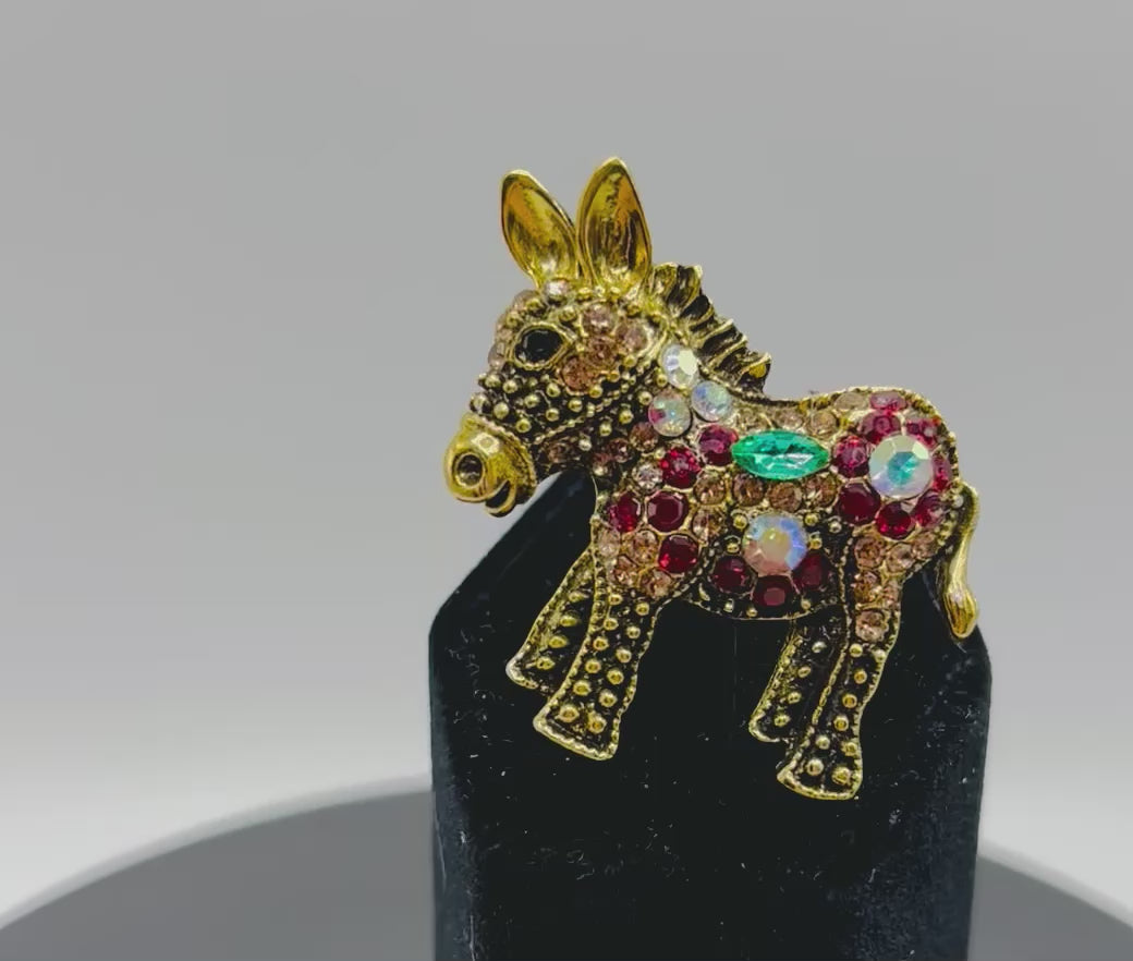 Colorful Crystal and Gold Donkey Needle Minder
