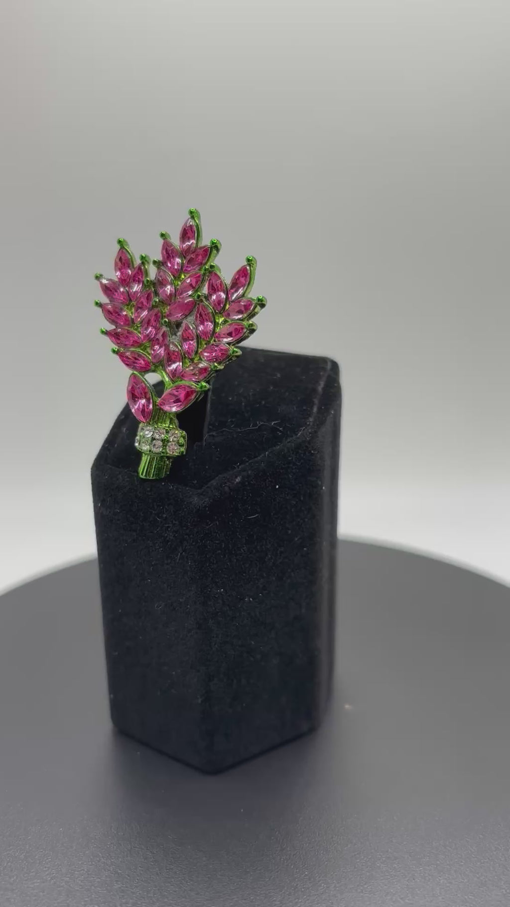 Stunning Pink Crystal Tall Flowers Needle Minder