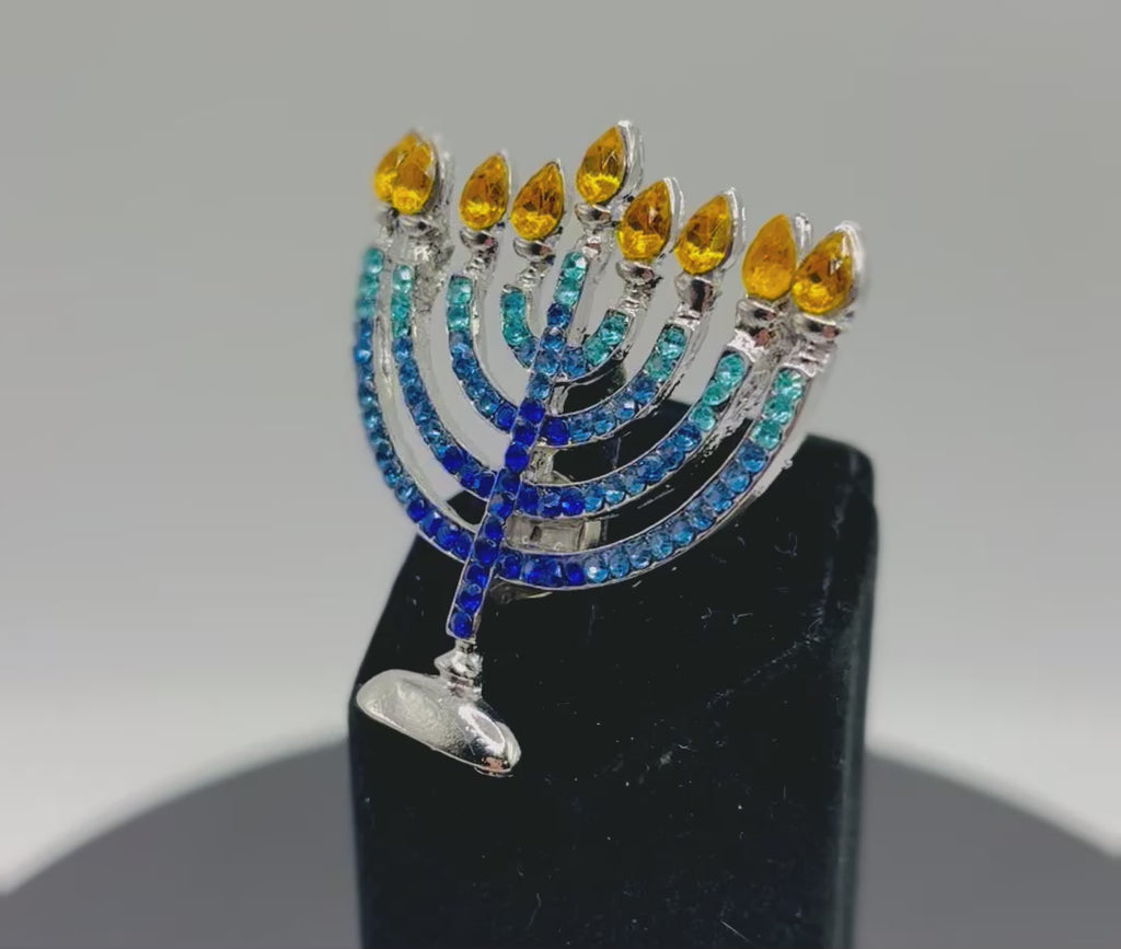 Stunning Crystal Menorah Needle Minder