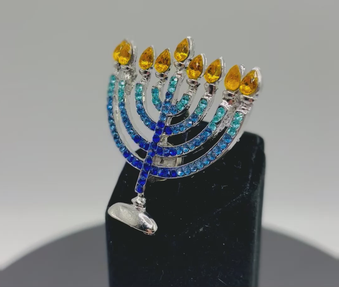 Stunning Crystal Menorah Needle Minder