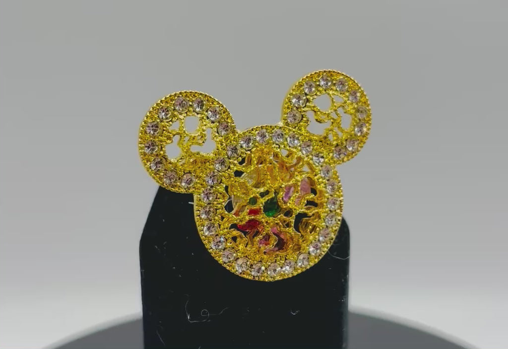 Beautiful Gold and Crystal M. Mouse Head Needle Minder