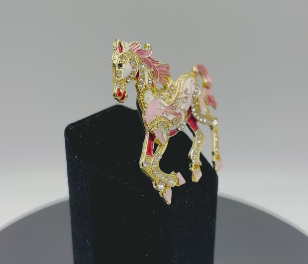 Stunning Pink Scroll Horse Needle Minder