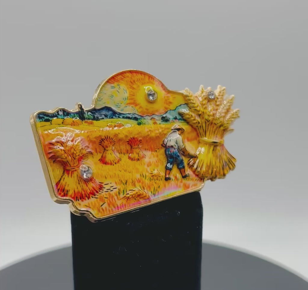 Beautiful Enamel Impressionist Needle Minder