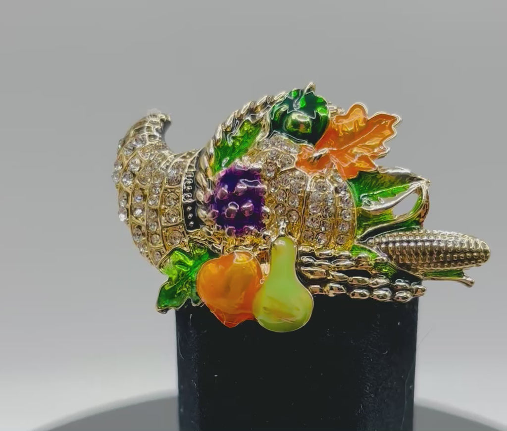 Beautiful Enamel and Crystal Cornucopia Needle Minder
