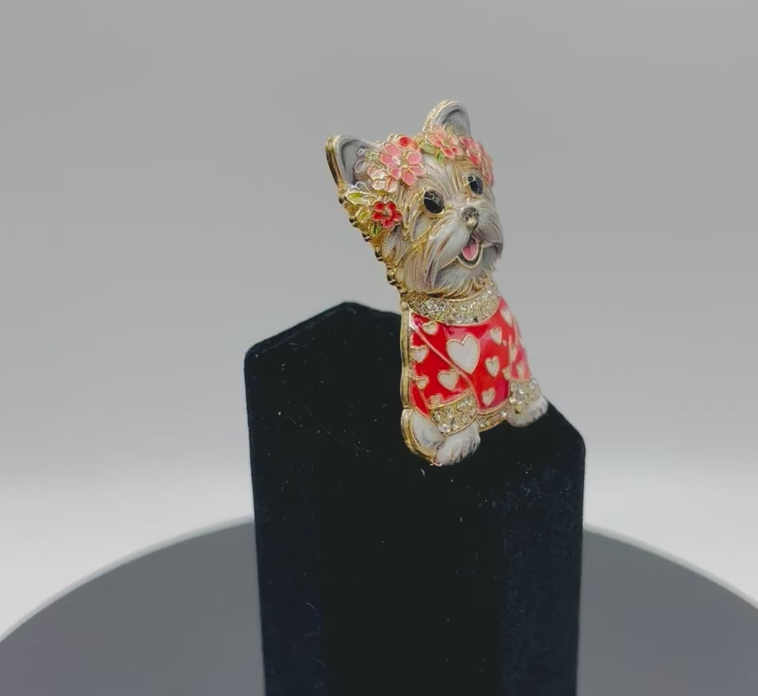Gorgeous Little Gray Dog Red Sweater Needle Minder