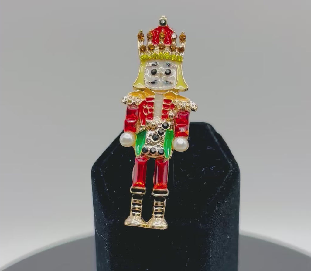 Beautiful Green and Red Crystal Nutcracker Needle Minder
