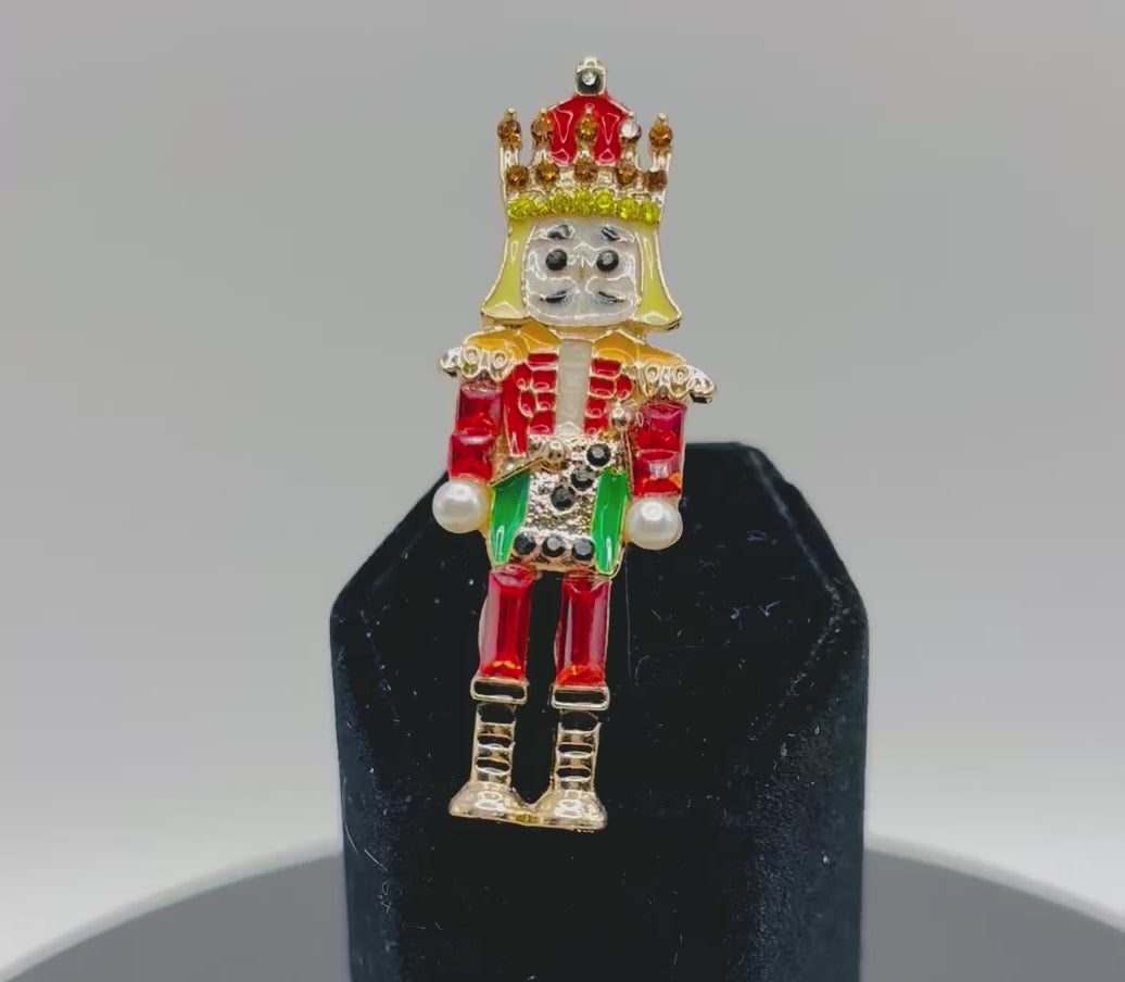 Beautiful Green and Red Crystal Nutcracker Needle Minder