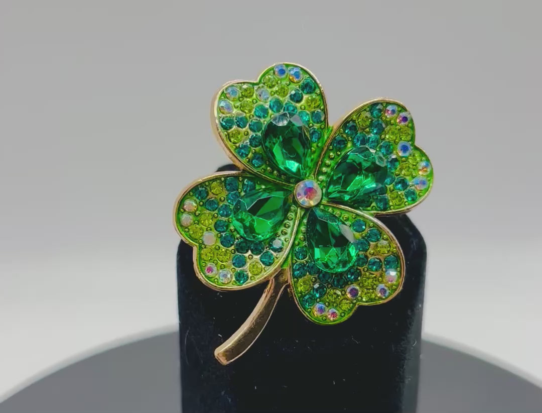 Large Crystal Shamrock Needle Minder