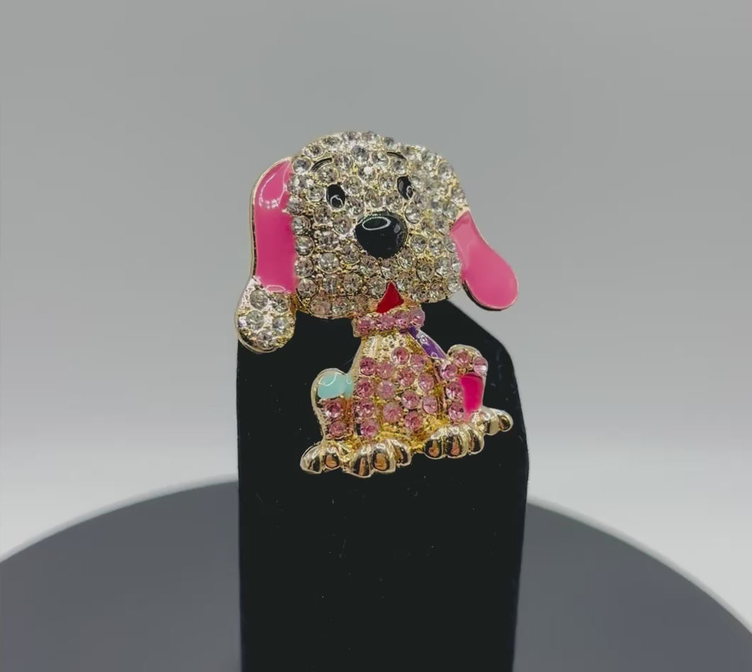 Cute Large Pink Crystal Dog Needle Minder