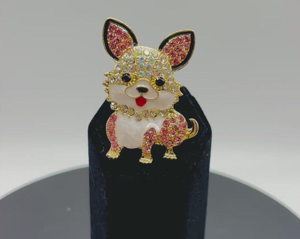 Adorable Little Crystal Dog Needle Minder