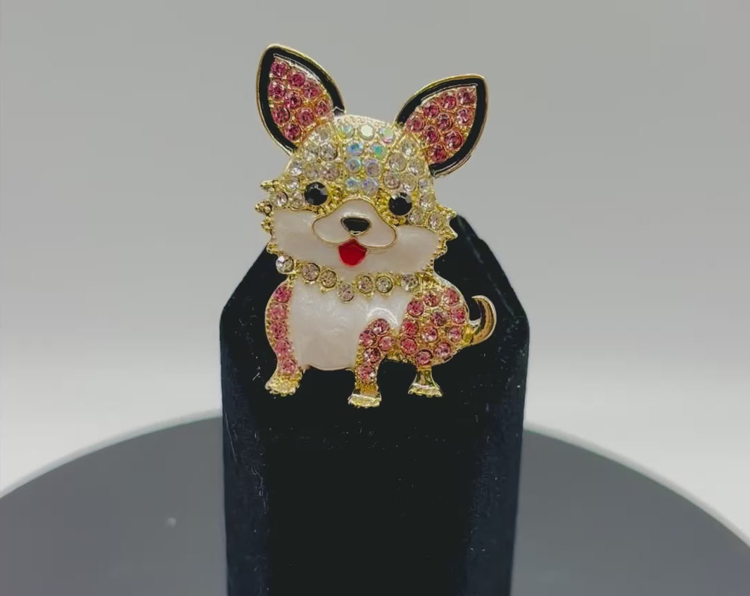 Adorable Little Crystal Dog Needle Minder