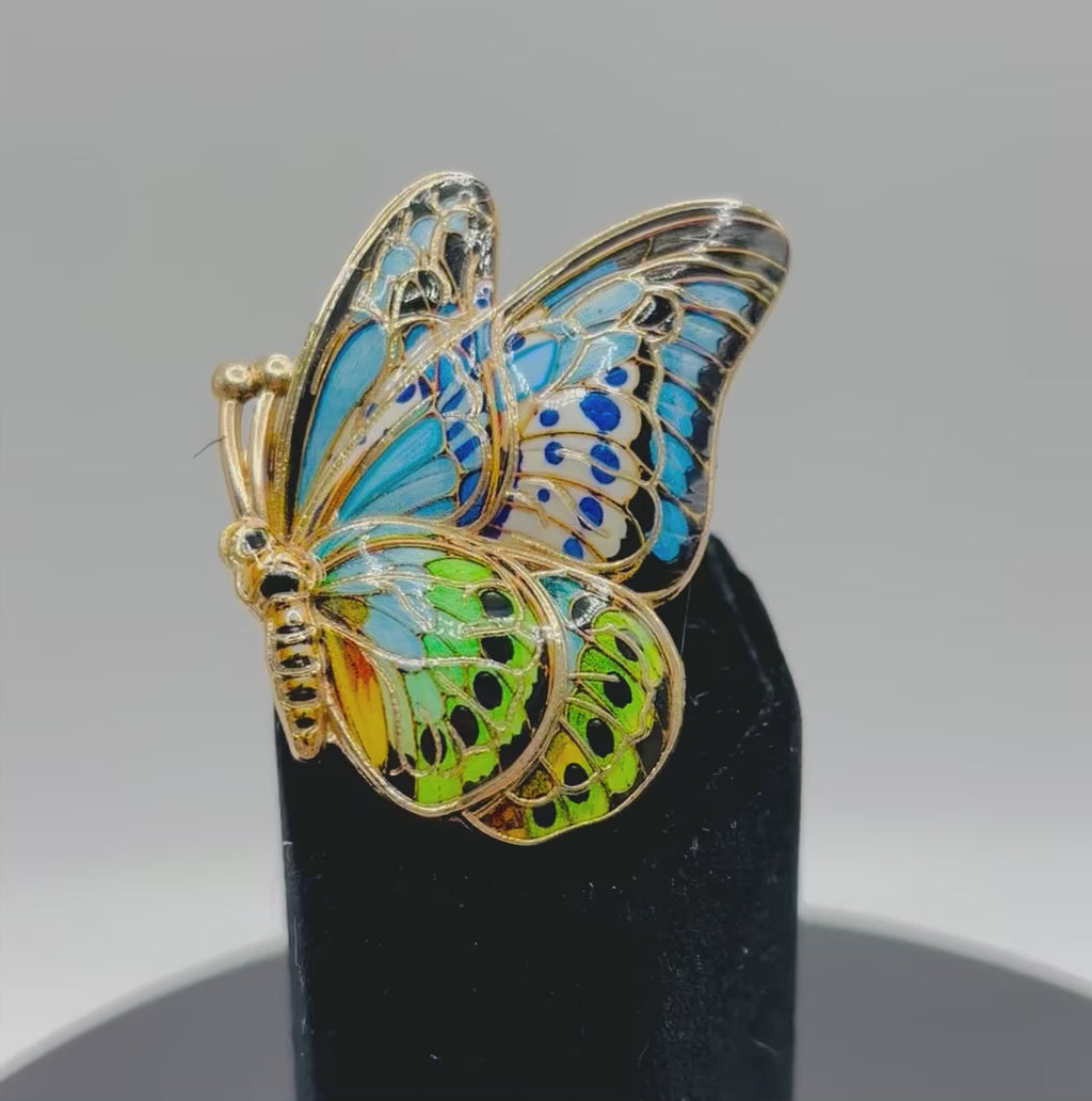 Enamel & Crystal Butterfly Needle Minder