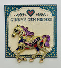 Purple Scroll Horse Needle Minder on display card