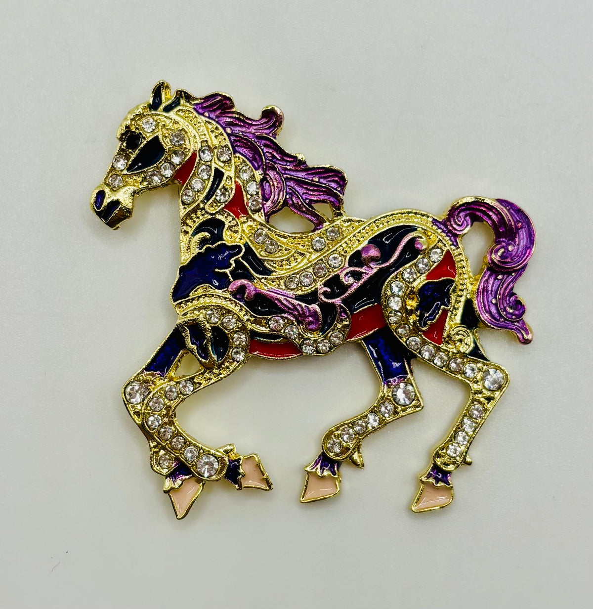 Purple Scroll Horse Needle Minder — white background