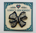 Beautiful Sapphire Blue and Crystal Bow Needle Minder — display card