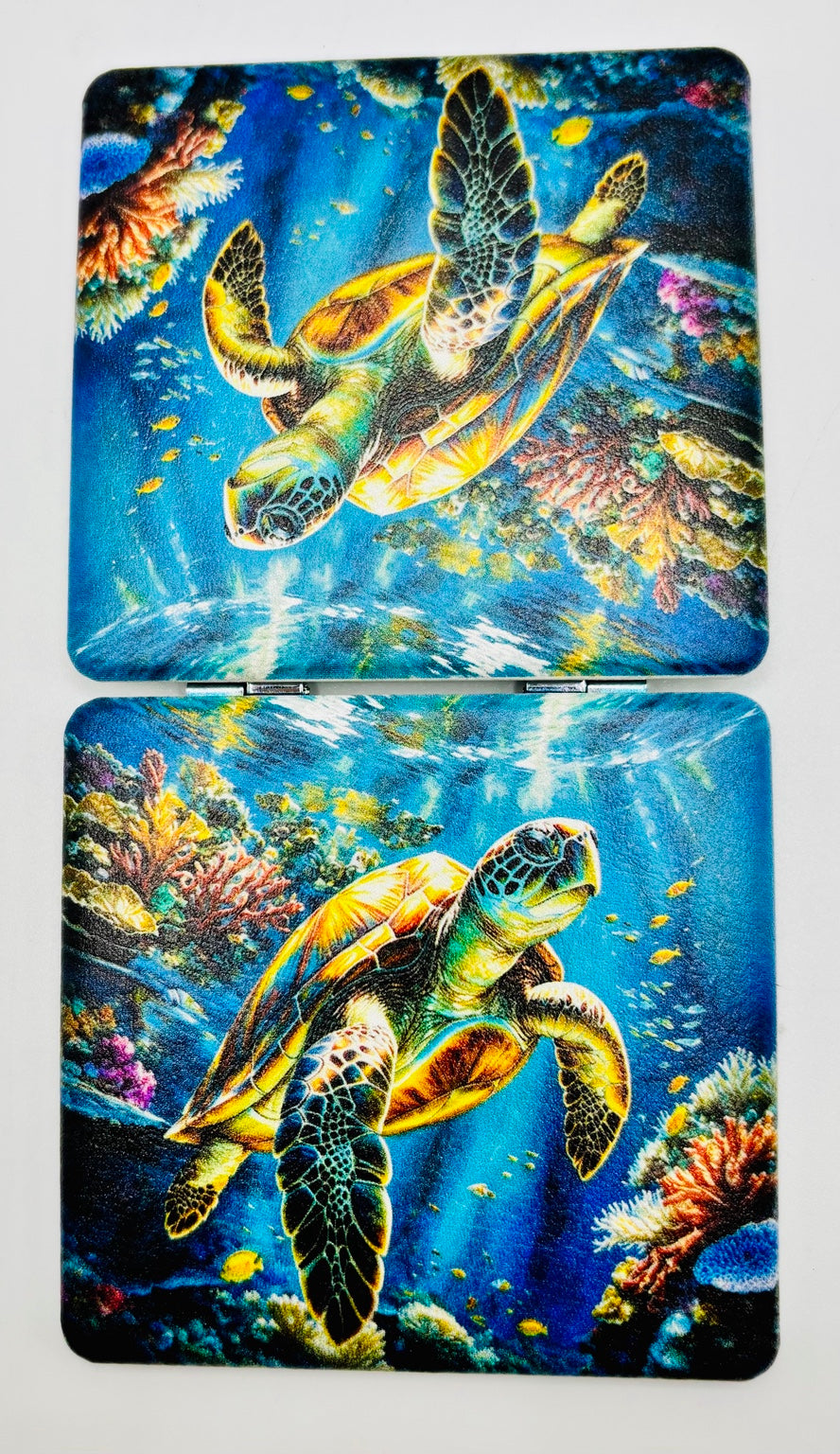 Gorgeous Sea Turtle Bead Case showing both decorated panels