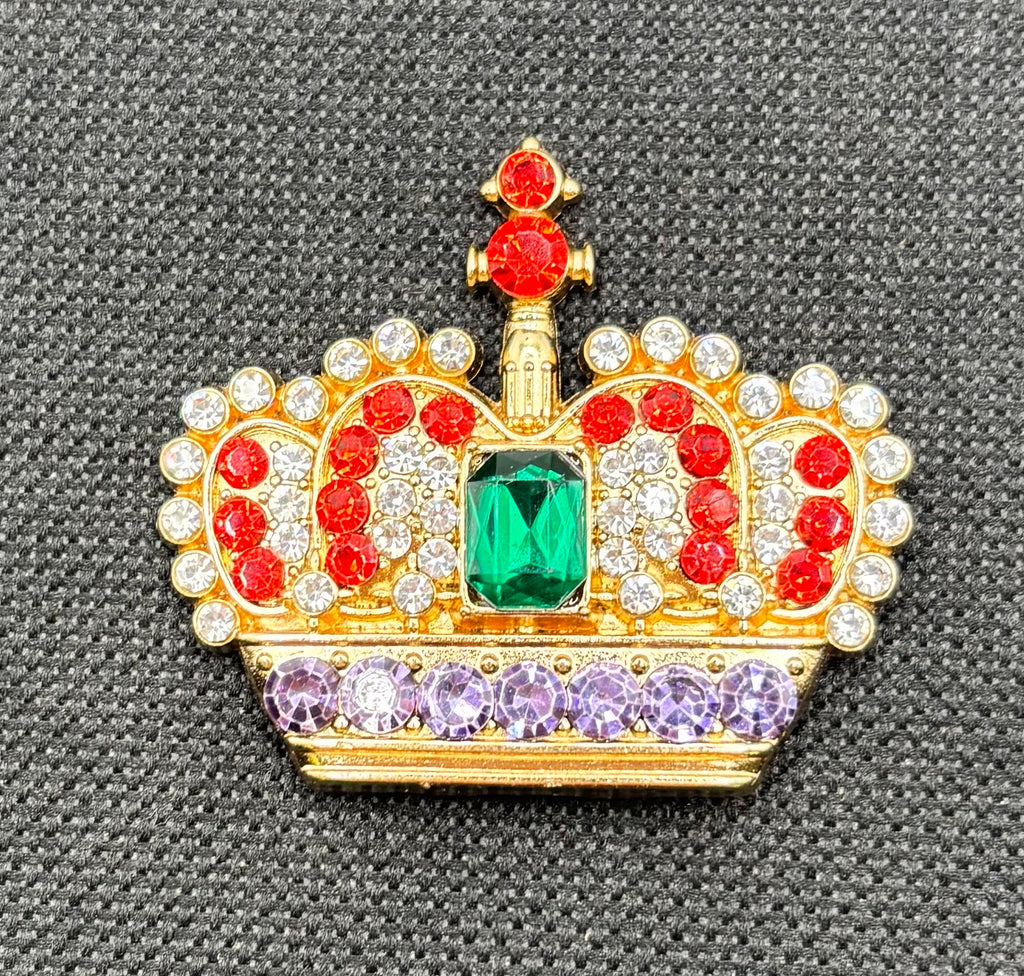 Stunning Crystal Crown Needle Minder — dark fabric