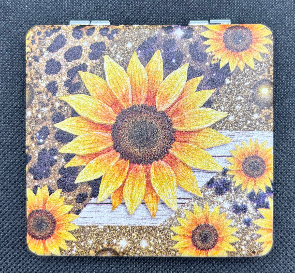 Beautiful Sunflowers on Gold Bead Case on dark fabric